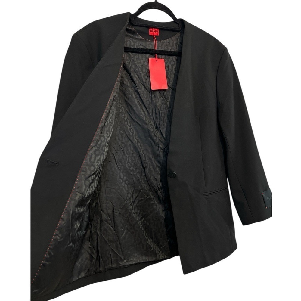 HUGO Collarless Women's Blazer, Fully Lined, Color Black, Size 2 - Picture 2 of 13